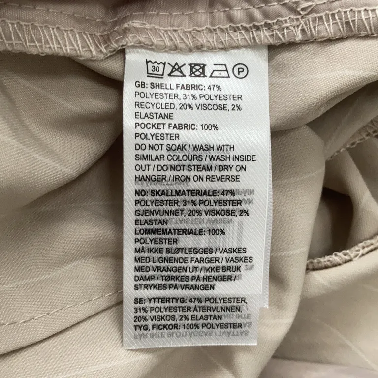 Kostymbyxor (Beige, Vit) från Bik Bok Elastan, Polyester, Viskos - Materialetikett