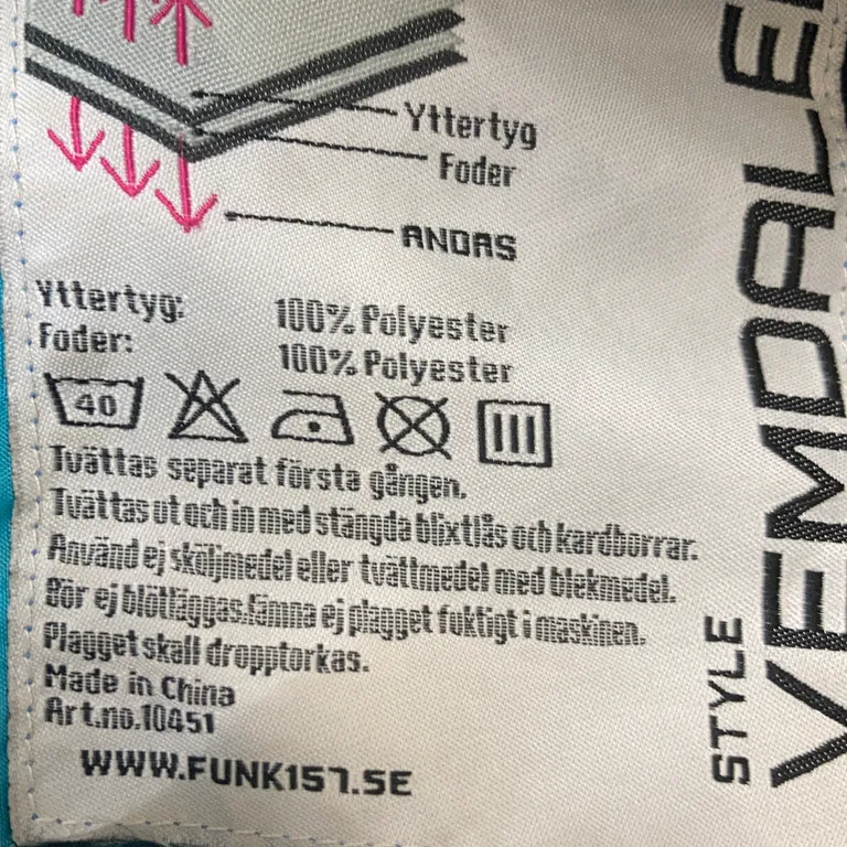 Allvädersjacka (Svart, Flerfärgad) från Funk Polyester - Materialetikett