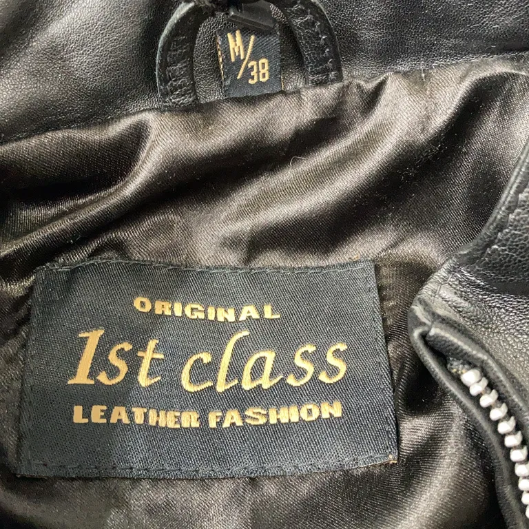 Läderjacka (Svart) från 1st Class Collection Skinn, Bomull, Viskos, Polyester - Varumärke