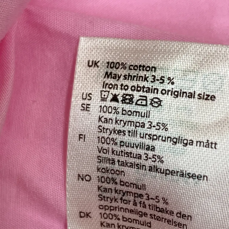 Klänning (Rosa) från Lindex Bomull - Materialetikett