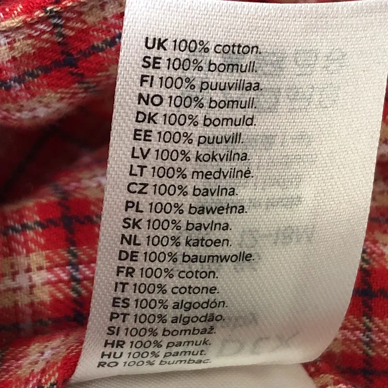 Skjorta (Röd, Flerfärgad) från Lindex Baby Bomull - Materialetikett