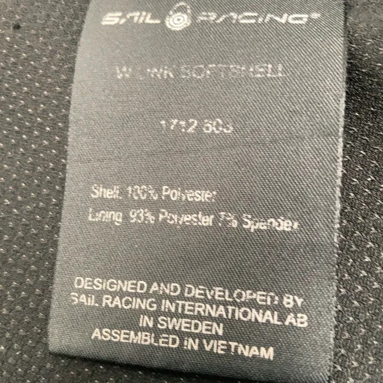 Jacka (Svart) från Sail Racing Elastan, Polyester - Materialetikett