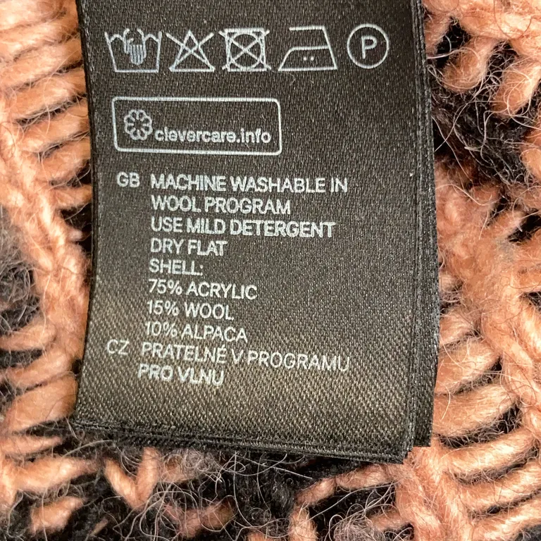Tröja (Svart, Brun) från H&M Akryl, Ull, Alpackaull - Materialetikett