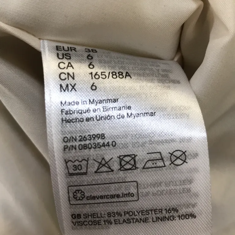 Kavaj (Beige, Flerfärgad) från H&M Polyester, Viskos, Elastan - Materialetikett