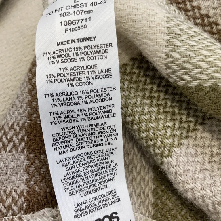 Överskjorta (Vit, Grön, Flerfärgad) från ASOS Design Polyamid, Polyester, Bomull, Akryl, Viskos, Ull - Materialetikett