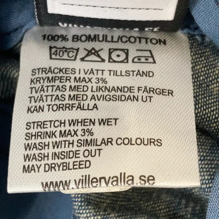 Keps (Blå) från Villervalla Bomull - Materialetikett