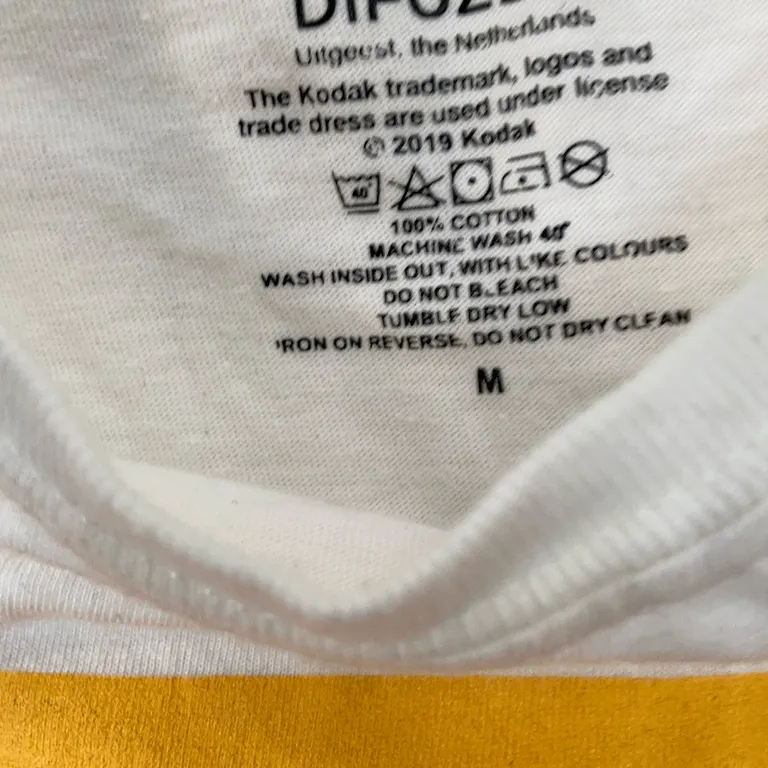 T-shirt (Vit, Flerfärgad) från Kodak Bomull - Materialetikett