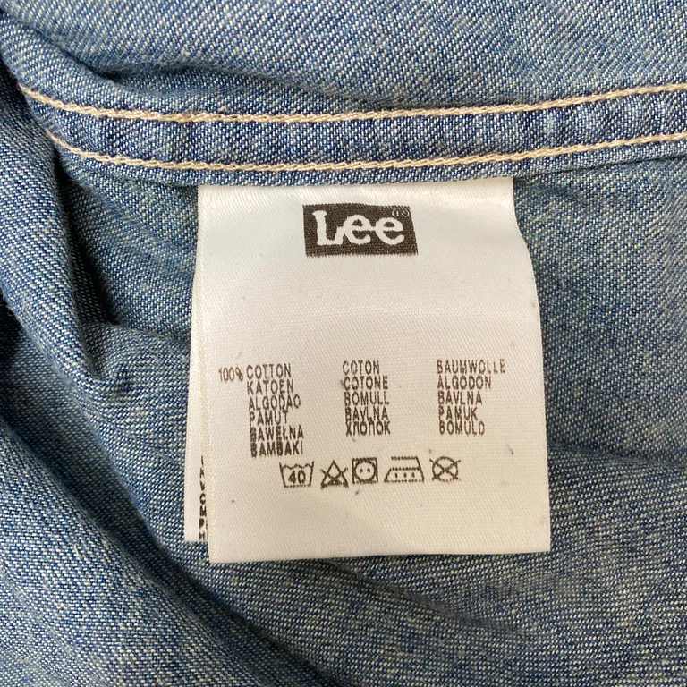 Jeansskjorta (Blå) från Lee Bomull - Materialetikett