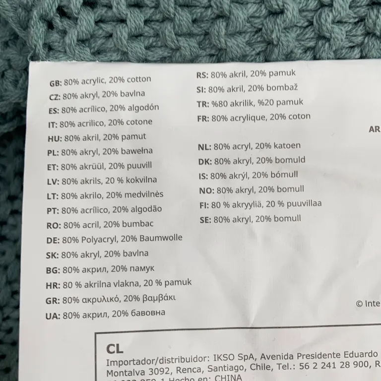 Pläd (Grå) från IKEA Akryl, Bomull - Materialetikett