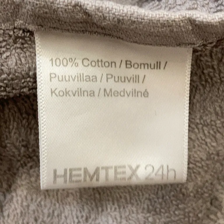 Badlakan (Brun) från Hemtex Bomull - Materialetikett