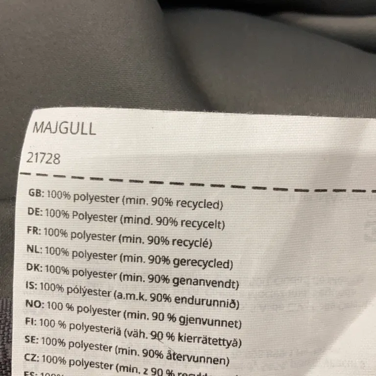 Kanallängd (Majgull) från IKEA Polyester - Materialetikett