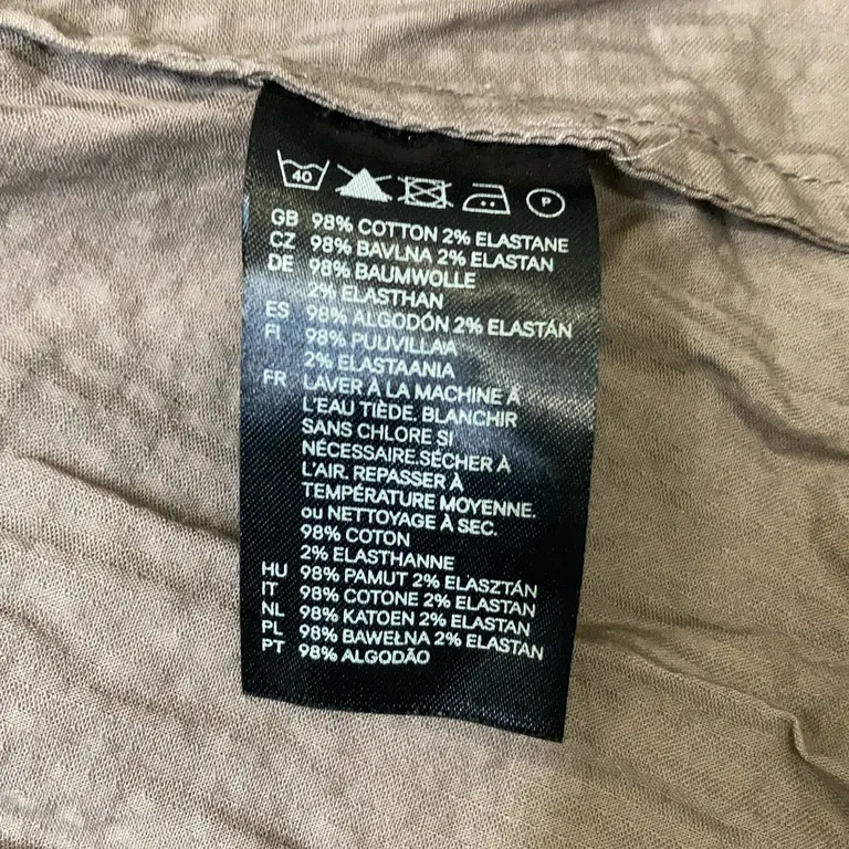 Skjorta (Brun) från H&M Bomull, Elastan - Materialetikett