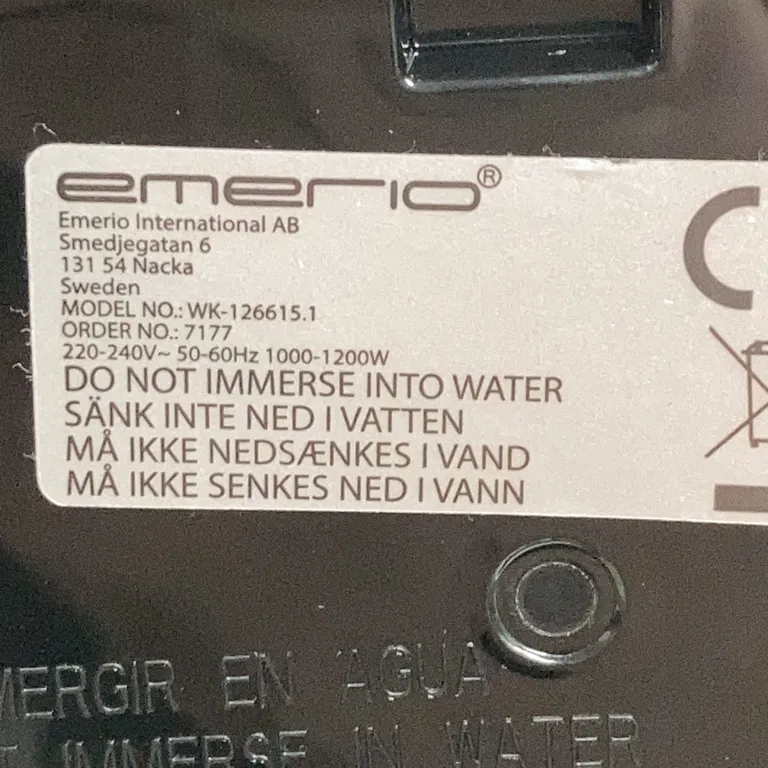 Vattenkokare (WK-126615.1) från Emerio - Bild av äkthetsbevis