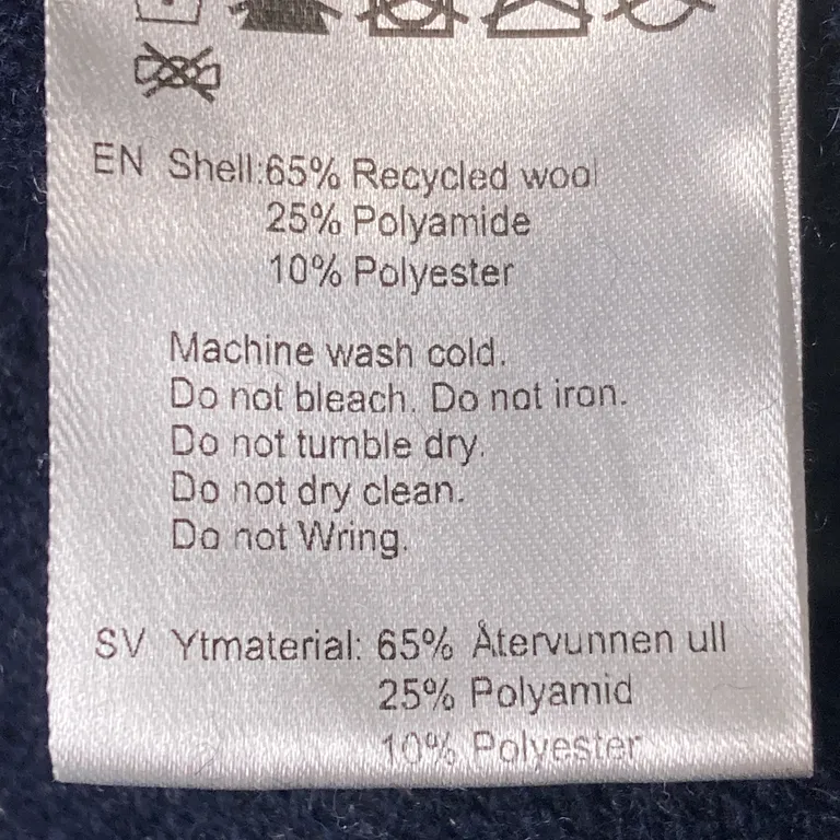 Fleecetröja (Grå, Blå) från Varg Polyester, Ull, Polyamid - Materialetikett