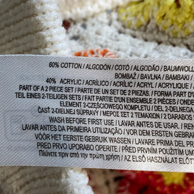 Set (Vit, Flerfärgad) från Primark Akryl, Bomull - Materialetikett