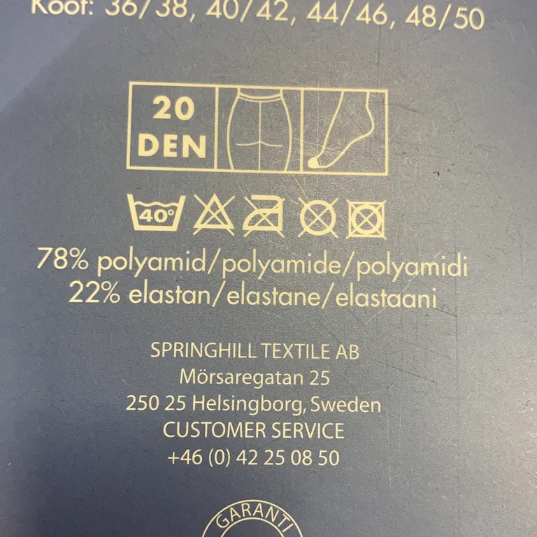 Strumpbyxor (Svart) från Crossbow Elastan, Polyamid - Materialetikett