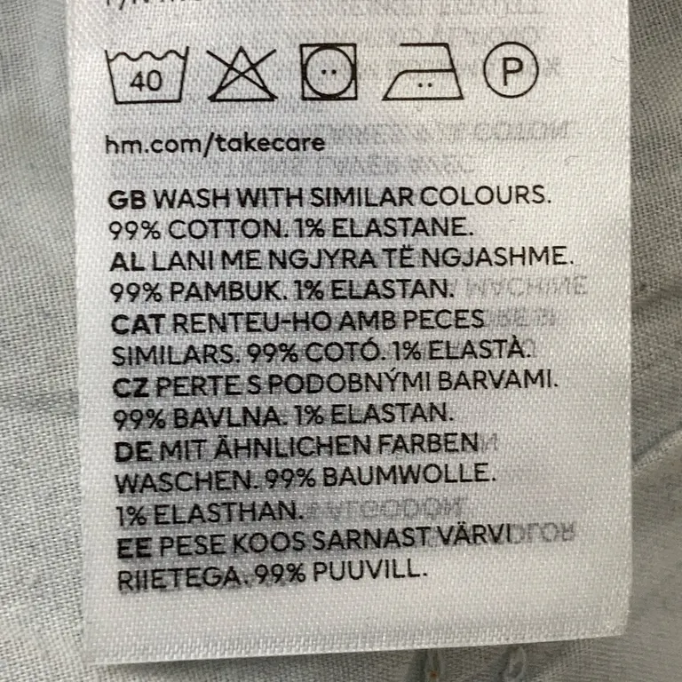 Jeans (Blå) från H&M Mama Bomull, Elastan - Materialetikett