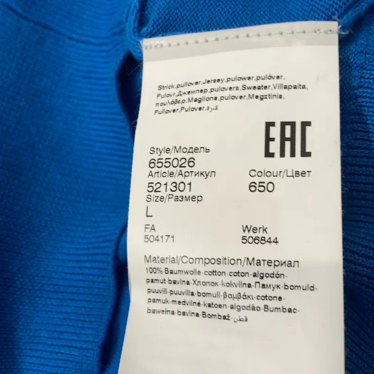 Tröja (Blå, Vit) från Karl Lagerfeld Bomull - Materialetikett