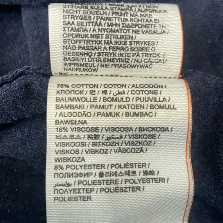 T-shirt (Blå) från Superdry Bomull, Viskos, Polyester - Materialetikett