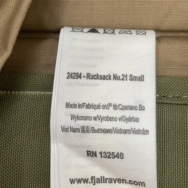 Ryggsäck (Rucksack No.21 Small) från Fjällräven Skinn, Ekologisk bomull - Detaljbild