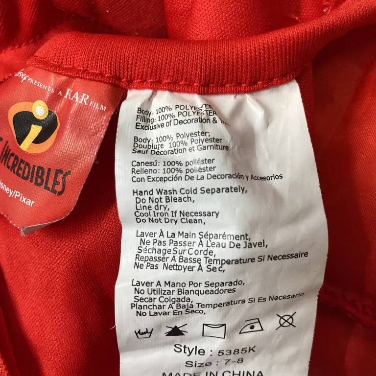 Maskeradkläder (Röd, Svart, Flerfärgad) från Disney Pixar Polyester - Materialetikett