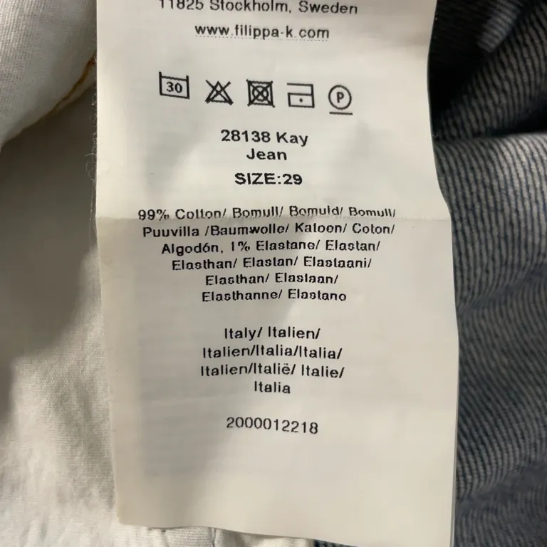 Jeans (Kay Jean) från Filippa K Bomull, Elastan - Materialetikett