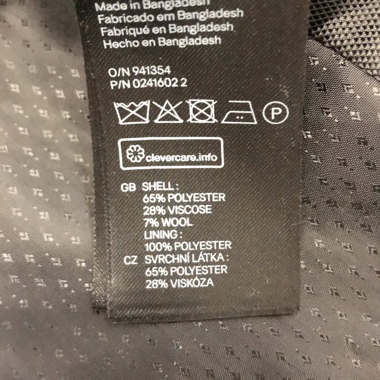 Kavaj (Slim Fit) från H&M Man Viskos, Polyester - Materialetikett
