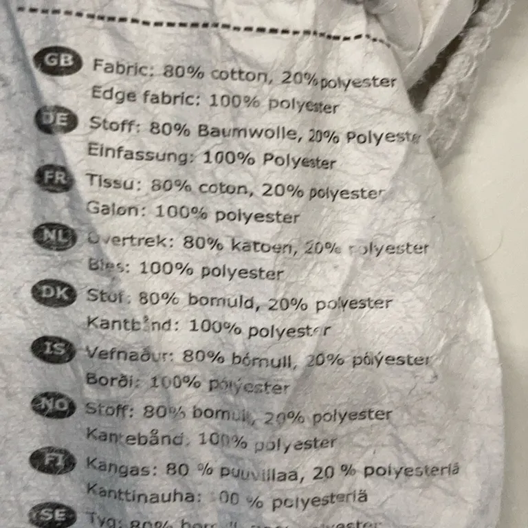Dra-på-lakan (Vit) från IKEA Polyester, Bomull - Materialetikett