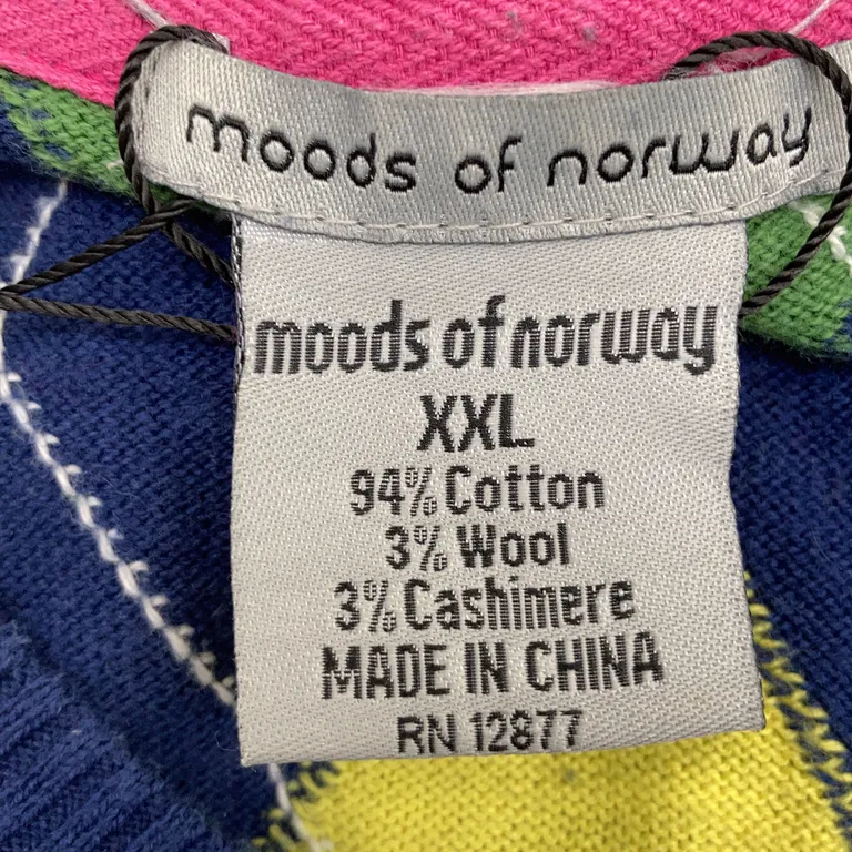 Pullover (Blå, Rosa, Gul) från Moods of Norway Bomull, Ull - Materialetikett