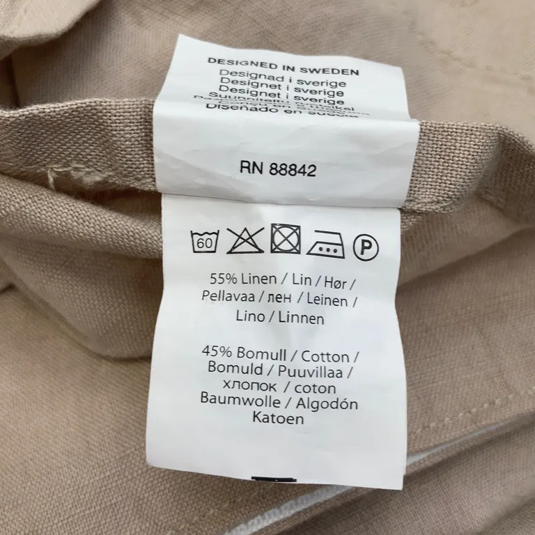 Veckbandslängd (Beige) från Jotex Linne, Bomull - Materialetikett