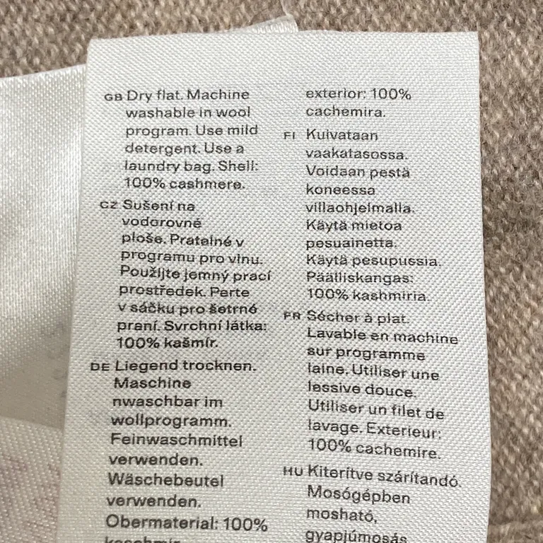 Omlottkofta (Beige) från Arket Kashmir - Materialetikett