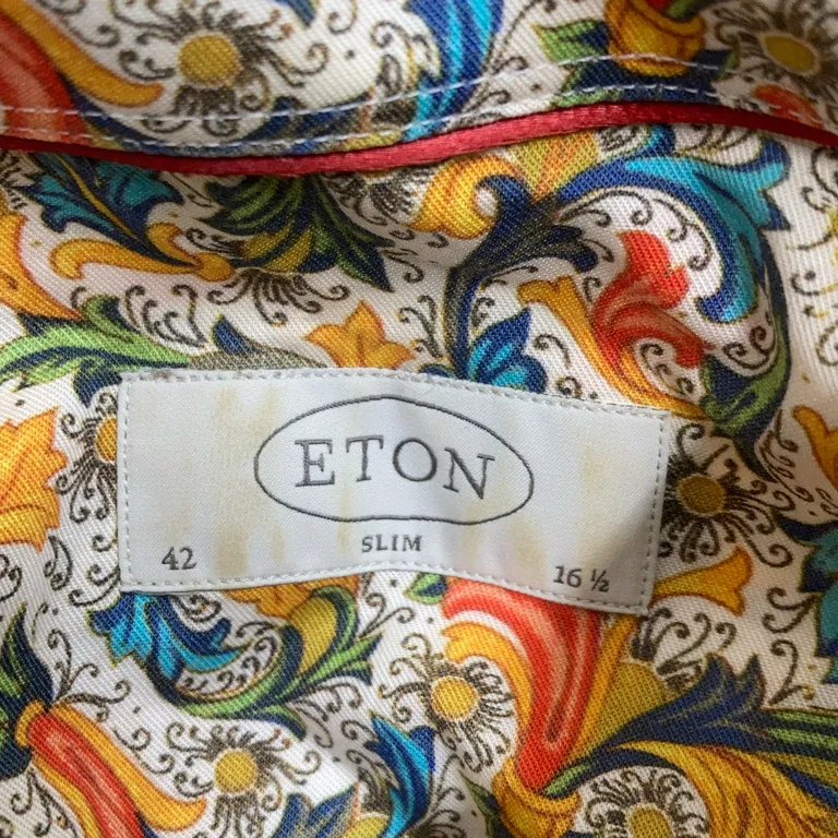 Skjorta (Vit, Flerfärgad) från Eton Bomull - Varumärke