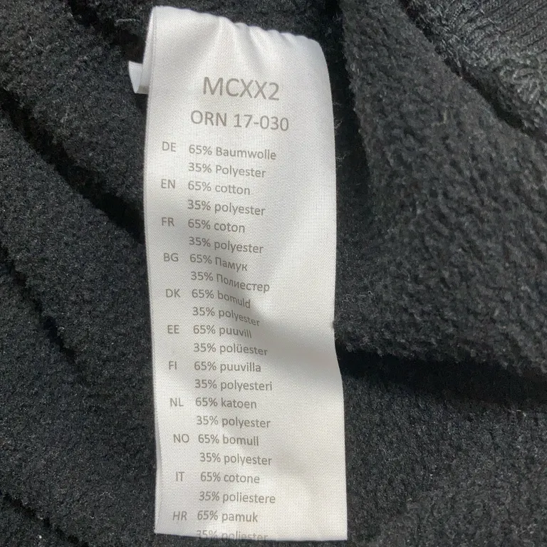 Huvtröja (Svart) från Wu Wear Polyester, Bomull - Materialetikett
