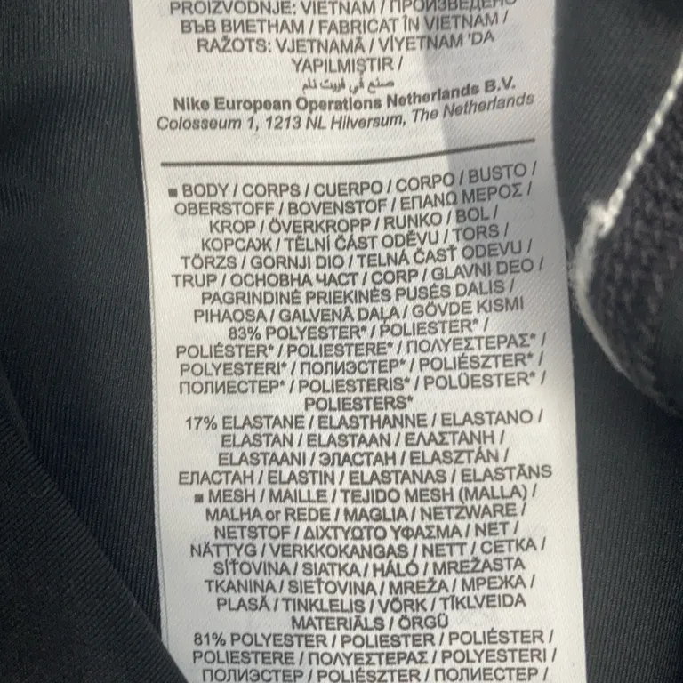 Träningstights (Svart) från Nike Elastan, Polyester - Materialetikett