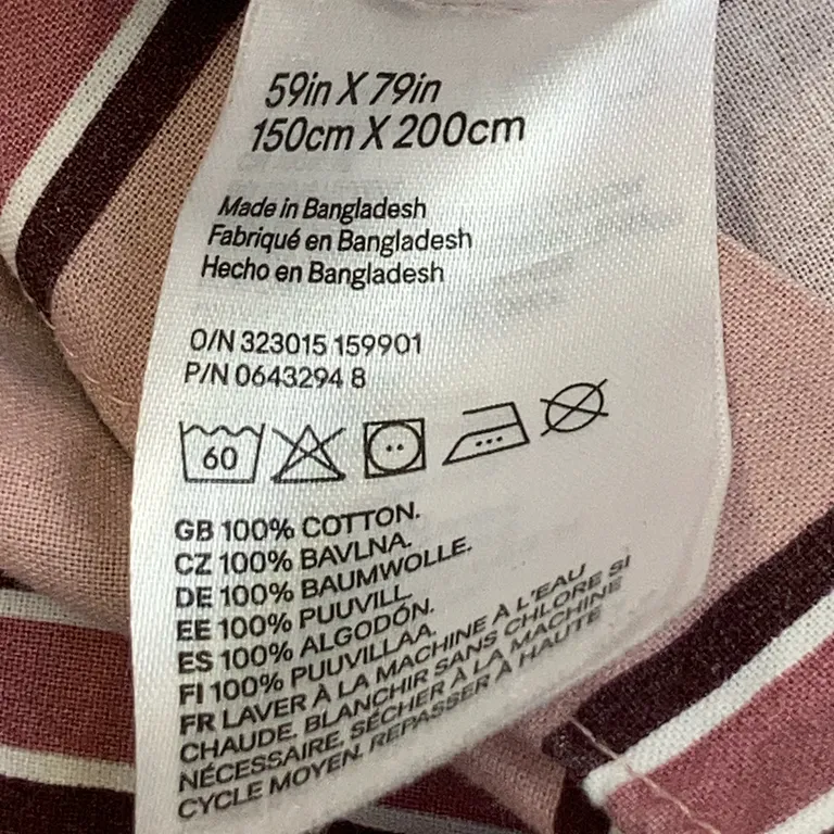 Bäddset (Rosa) från H&M Bomull - Materialetikett