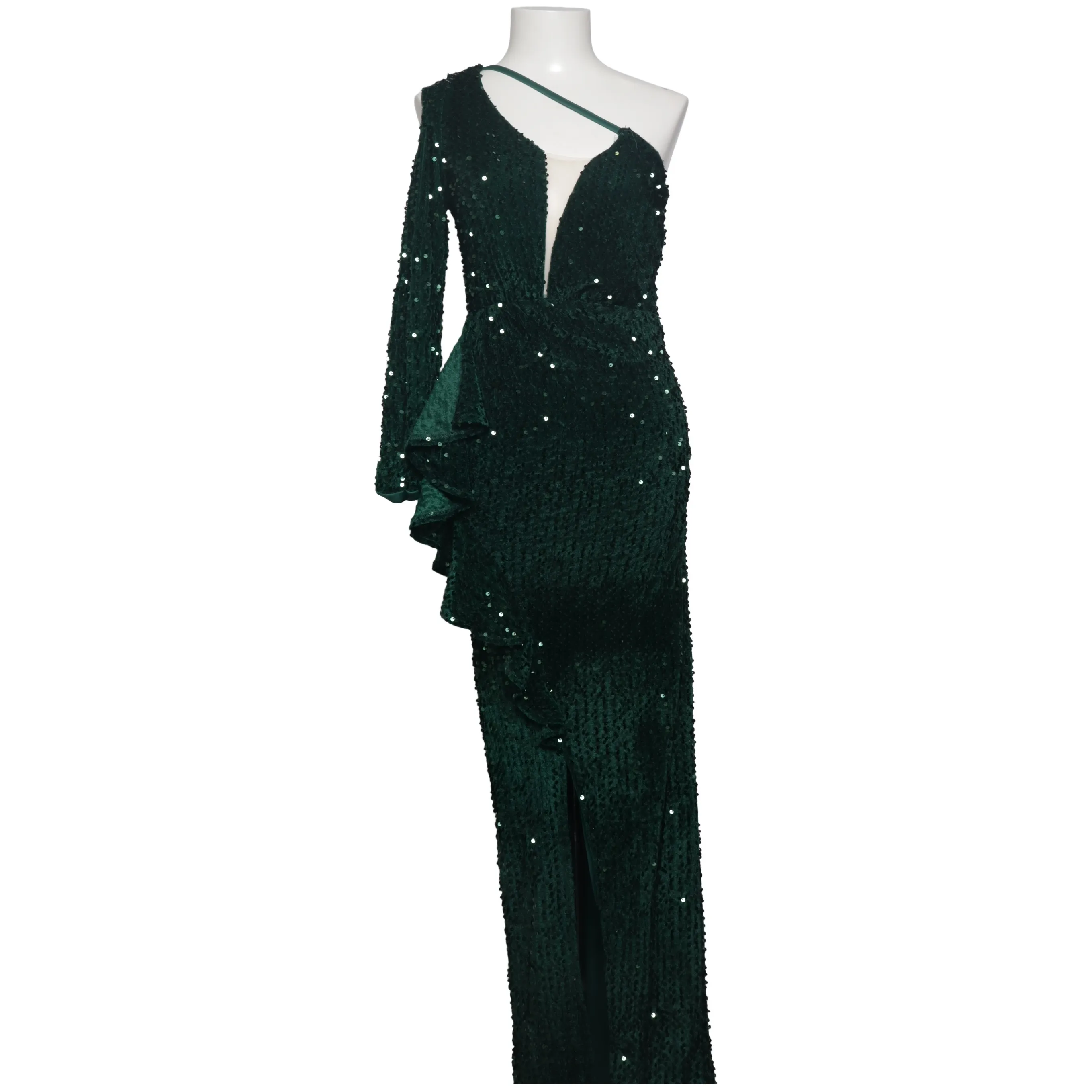 green emerald velvet dress Giffniseti Plus Split Sleeve Sequin Formal Dress main image 1