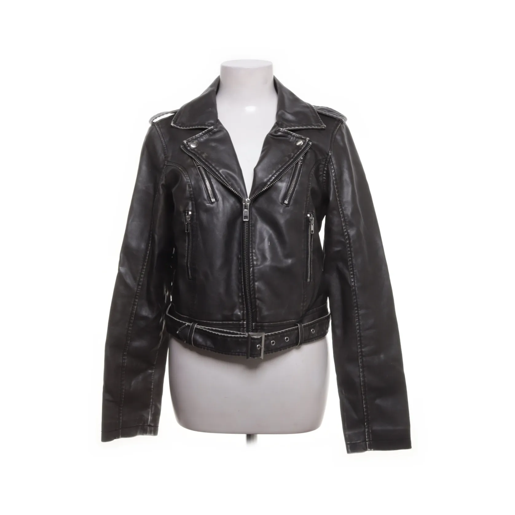 NA-KD - Pu Leather Distressed Biker Jacket Bikerjacke - WMN-INT-L