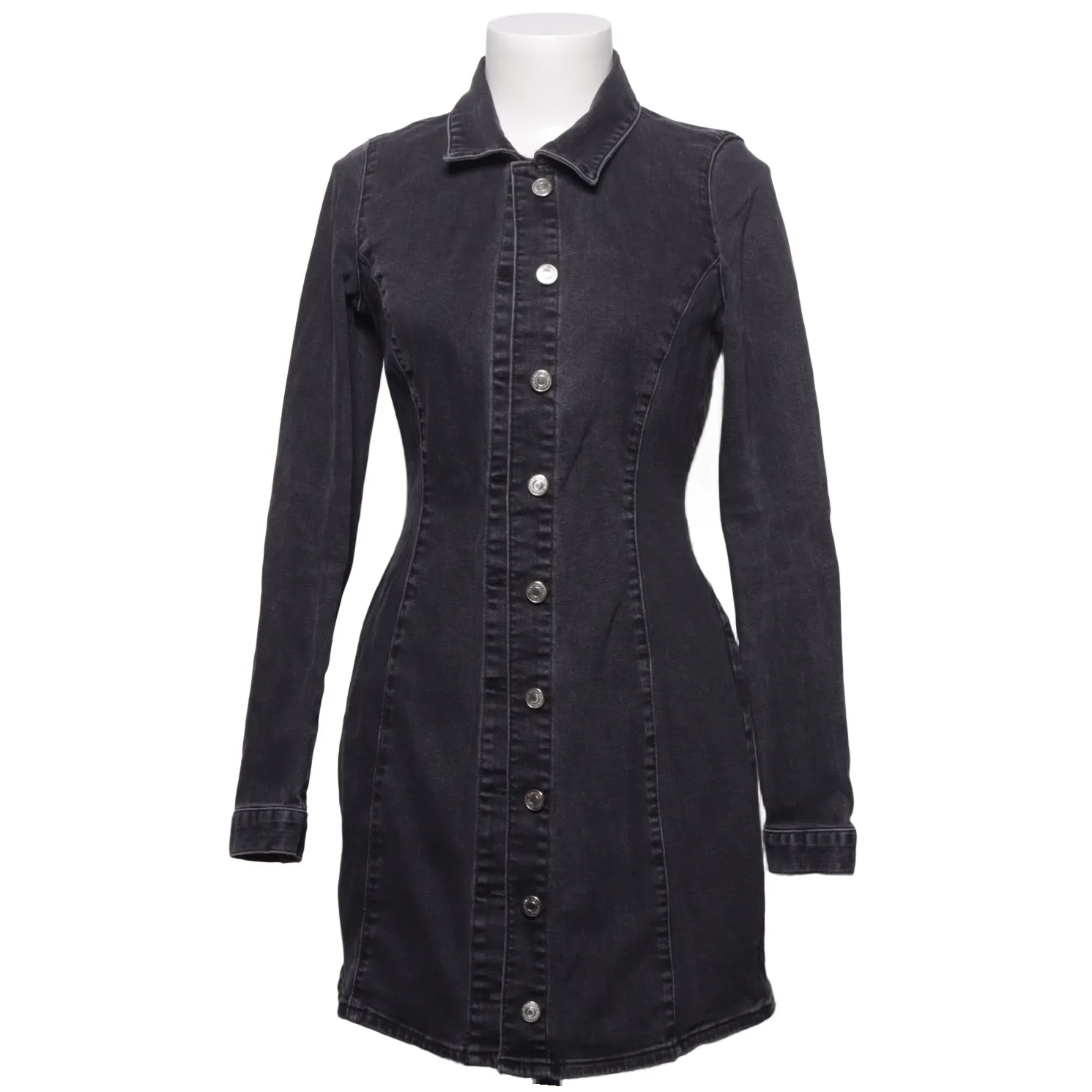 zara authentic denim dress by TRF second hand Zara women's Color:White Broderie Season: CORE Six Stories Asymmetric Satin Front zip fastening.